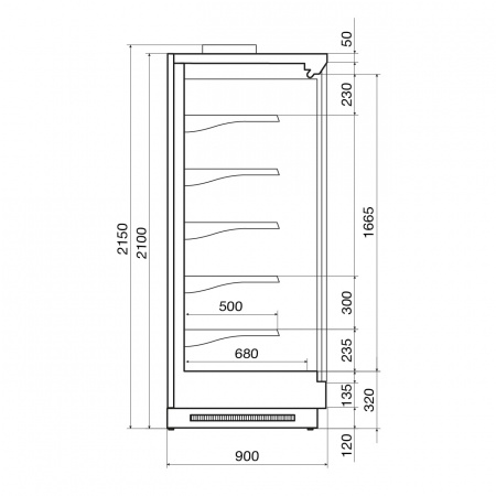 Витрина холодильная DAZZL Vega DG 090 H210 375