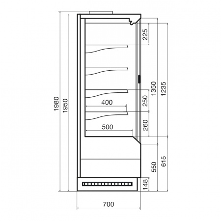 Витрина холодильная DAZZL Vega SG 070 H195 Plug-in 100