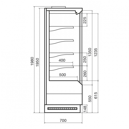Витрина холодильная DAZZL Vega DG 070 H195 Plug-in 100